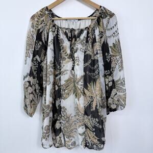 Figueroa & Flower Tunic Top Size 2X‎ Chiffon Crinkle Floral Lined Lightweight